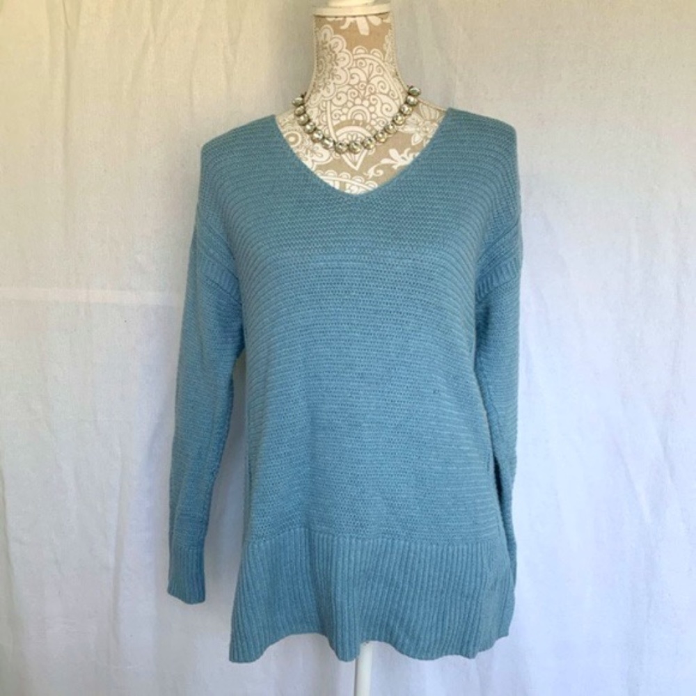 J. Jill // Aqua V Neck Ribbed Sweater Tunic XS wk1